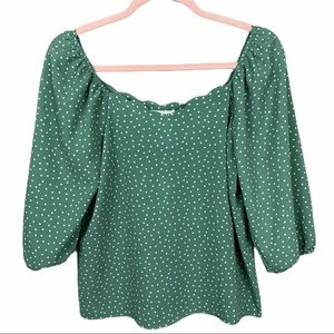 Monteau | NWT Scalloped Neckline Top w/ Polka Dots